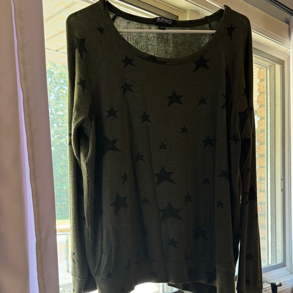 Buffalo David Bitton Olive Star Print Sweatshirt